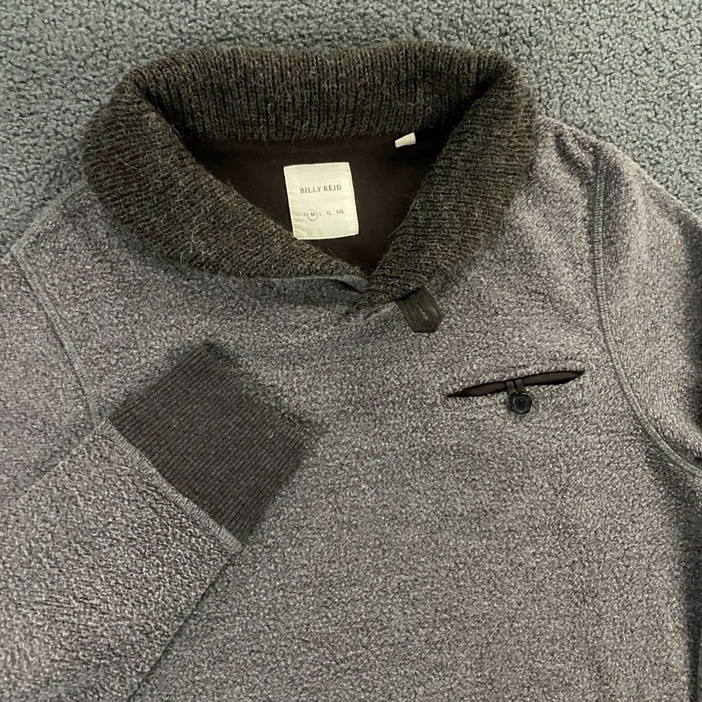 Billy Reid Sweater Mens‎ Medium Fleece Pullover Shawl Collar Soft Brown